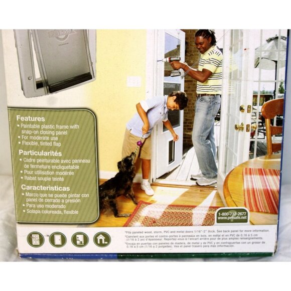 PetSafe Plastic Pet Door Small Cat Dog Paintable Flap 2" Thick Doors Install - Picture 3 of 7